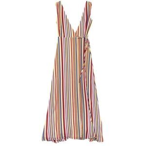 NWOT Wayf Bobby Striped Maxi Wrap Dress Size S Multicolor Double V
